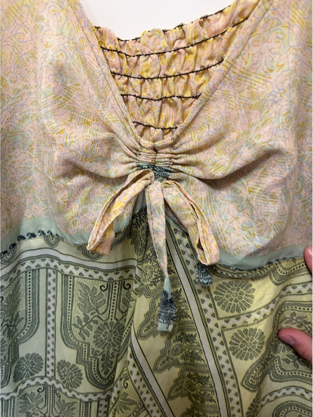 Natural Life inspired India Boutique Bohemian Patchwork Maxi Dress Tie Front - Picture 3 of 5